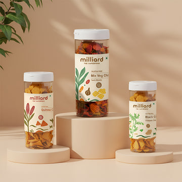 Veggie Power Snack Combo – Mix Veg Chips + Quinoa Chips + Black Chana Chips | Gluten-Free Healthy Snacks